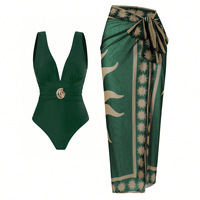 Ensemble bikini 2 pièces respirant en Spandex/Polyester solide français 2025 avec décolleté en V profond et décoration en cristal, marque QIQI