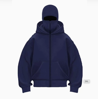 Vente en gros de sweat à capuche avec logo personnalisé, fermeture éclair intégrale, double capuche, style vintage surdimensionné avec épaules tombantes