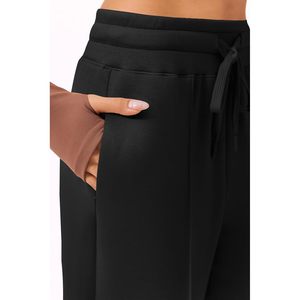 Pantalon de survêtement large pour femme, taille haute, coupe ample, avec coutures élastiques, poches, décontracté, tricoté, respirant - Product Image 4