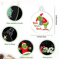 Vente en gros usine : Nouveaux ornements de Noël en acrylique Grinch, pendentifs d'arbre en plastique pour décorations d'ambiance de fête