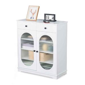 خزانة جانبية خشبية مخصصة للتخزين مع درجين وباب أكريليك، ورف قابل للتعديل - Product Image 1