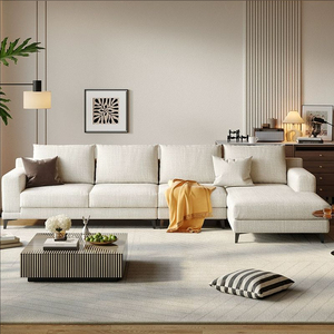 Sofá de ocio moderno de tela <span class=keywords><strong>en</strong></span> forma de <span class=keywords><strong>L</strong></span> y sofá cómodo de cuero negro puro de madera cómodo conjunto de muebles para sala de estar - Product Image 1