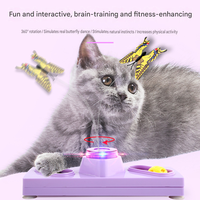 Jouet pour chat électrique automatique écologique en plastique, papillon rotatif lumineux, jeu de poursuite pour chaton, trois en un, clochette à herbe à chat