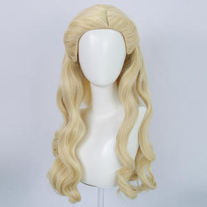 Perruque de cosplay Sorcière Maléfique Glinda, longue, blonde bouclée, brun clair, pour femme, fête costumée, Halloween, petit bonnet - Product Image 1