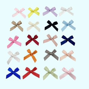 Assortiment de mini nœuds en ruban <span class=keywords><strong>satin</strong></span>é pré-noués en tissu pour emballage cadeau, artisanat et décoration de fête - Product Image 1