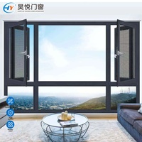 Fenêtre à battant en aluminium à double vitrage sur mesure, conception à pont thermique, double battant pour isolation thermique et acoustique