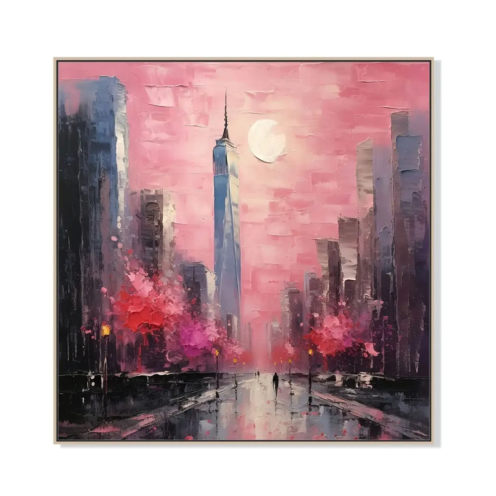 Abstract Wall Art Landscape City View Hand Made Oil Palette Knife Painting On Canvas Modern Art