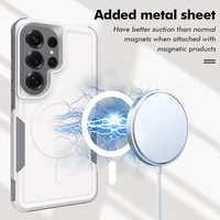 Étui de téléphone portable antichoc blanc mat pour Samsung S26 Ultra, étui magnétique pour téléphone portable, coque hybride TPU PC 2 en 1