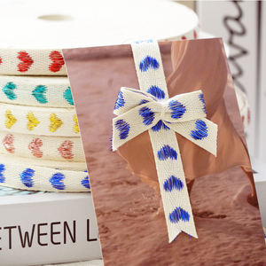 Usine filaire ruban sangle sangle biais chapeau bandes personnalisé doux rouge sac bandes cadeau coeur emballage coton ruban - Product Image 3