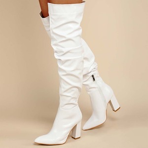 2025 <span class=keywords><strong>botas</strong></span> largas Otoño Invierno nuevo diseño de arrugas de moda tacón <span class=keywords><strong>grueso</strong></span> puntiagudo <span class=keywords><strong>botas</strong></span> por encima de la rodilla de gran tamaño <span class=keywords><strong>para</strong></span> <span class=keywords><strong>mujeres</strong></span> - Product Image 3