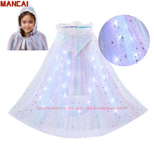 Fille anniversaire Halloween Costume enfant Sequin Elsa LED <span class=keywords><strong>Cape</strong></span> à capuche <span class=keywords><strong>Reine</strong></span> <span class=keywords><strong>des</strong></span> <span class=keywords><strong>neiges</strong></span> Princesse Illuminé Flocon de neige Lumière Puffy <span class=keywords><strong>Cape</strong></span> - Product Image 1