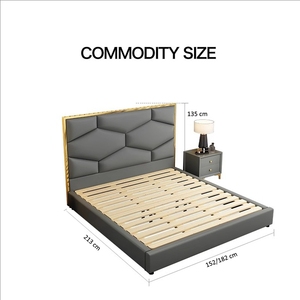 Cama suave tamaño King de gama alta 2025, juegos de cama de cabecero tapizado para dormitorio principal, muebles de Villa de dormitorio de lujo de cuero