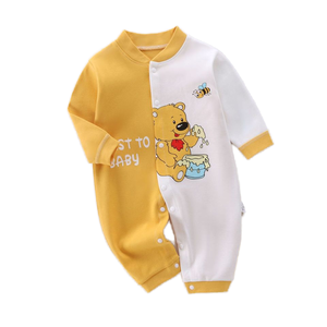 Automne hiver nouveau bébé combinaison à manches longues coton peigné imprimé barboteuse mignon dessin animé 100% coton sous-vêtements pour garçons filles - Product Image 1