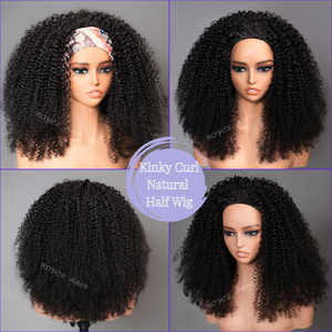 Perrruques Sans Colle Faciles à Porter 250% Densité Bouclées <span class=keywords><strong>Afro</strong></span> <span class=keywords><strong>Demi</strong></span>-Perruques en Cheveux Humains avec Cordon de Serrage et Clips Sans Couture à Retourner - Product Image 3