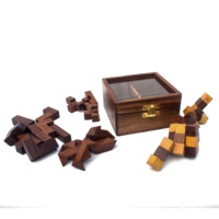 Juego de 3 Rompecabezas Tangram Clásicos de Madera y Vidrio para Niños, Hechos a Mano, para Desarrollar Habilidades de Resolución de Problemas