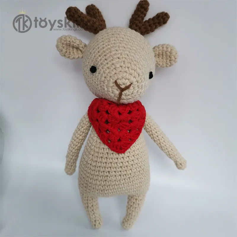 टी 100% हाथ से बने Amigurumi Crochet हलके पीले रंग का हिरन पशु हिरण खिलौने थोक