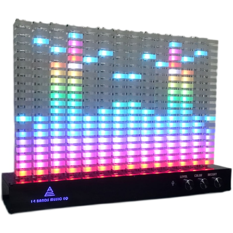 Analyseur De Spectre Audio LED 32 Bits Avec Horloge - VU Meter - Affichage Barres/points - Bleu
