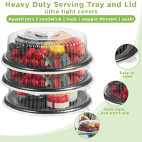 Vente en gros de couvercles en plastique PET transparent de 18 pouces pour plateau de service rond de 16 pouces, couvercle de service jetable de 4 pouces de hauteur