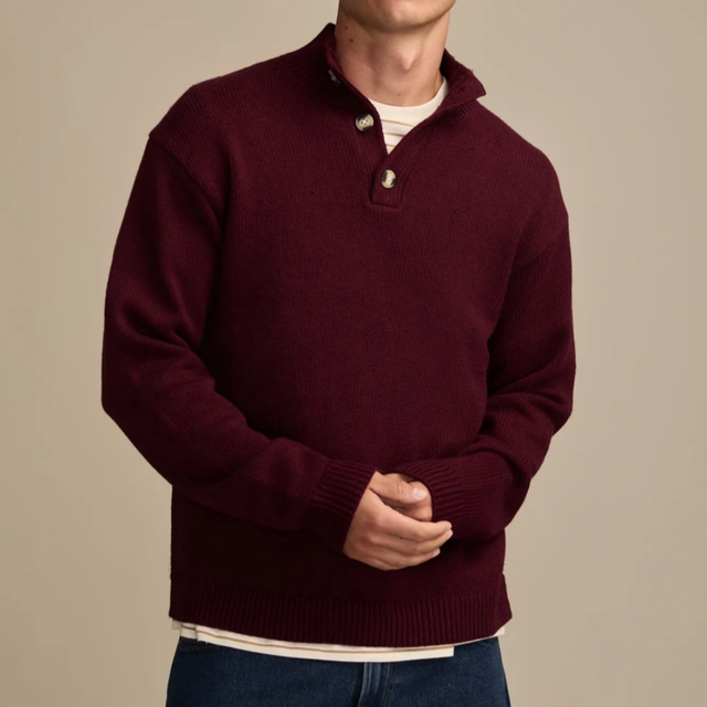 Custom logo Half-turtleneck Henley Sweater Button Turtleneck Sweater Men's Half-placket Knitted Pullover Casual Winter Top