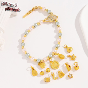 Amuletos de Oro de Arena Antigua de Nantong, Aleación de Zinc, Forma de Estrella, Accesorios de Joyería DIY para Pulsera, Collar, Regalo Unisex - Product Image 3