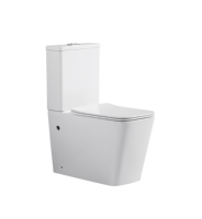 WC Moderno Europeo Quadrato in Ceramica Bianca, Montaggio a Pavimento, Senza Brida, Doppio Scarico, Due Pezzi, Chiusura Rallentata per Casa, Scuola, Bagno