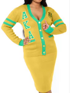 Cardigans de Sororité Universitaires, Pulls Aztecs, Cardigan en Tricot Brodé avec Boutons Recouverts pour le Style Campus Printemps 2025 - Product Image 4