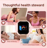 Reloj Inteligente Clásico AK108 con Pantalla IPS Cuadrada de 1.82'', Resistente al Agua IP68, Llamadas por Bluetooth, Frecuencia Cardíaca, SpO2, Presión Arterial, Podómetro, Reloj Inteligente de Salud para Mujer