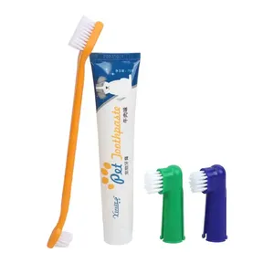 Ensemble 4-en-1 dentifrice et brosse à dents pour chat et chien, fournitures pour animaux de compagnie, vente en gros d'usine, emballage sous blister en plastique et nylon - Product Image 2