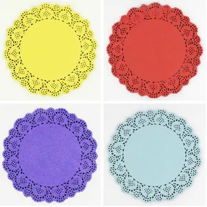 Eco-friendly Disposable Colored Round Lace Paper Doily Placement Coaster