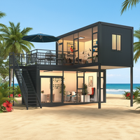 Maison préfabriquée mobile de luxe à deux étages de 40 pieds, avec véranda vitrée, bureau, café, boutique, kit de maison, prix d'usine, maison en conteneur en verre