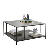 Table basse en fer moderne et simple à 3 niveaux avec étagère ouverte, finition époxy, mobilier de maison pour petit salon de luxe