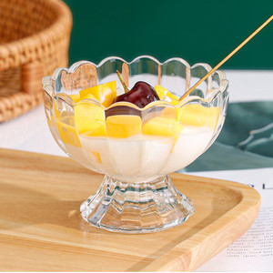 Pequena Flor Bonito Forma Tulipa Tigelas De Sobremesa De Vidro Copos De Sorvete Transparente Home Fruit Salad Fruit Glasses Cup - Product Image 2