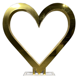 Nuovo Tipo di Arco a Forma di Cuore in Acrilico Dorato per Sfondo Matrimoniale, Supporto per Fiori per Decorazione Palco Nuziale - Product Image 1