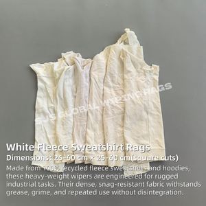 Chiffons de nettoyage industriels en coton blanc recyclé, chiffons en molleton pour le nettoyage - Product Image 2