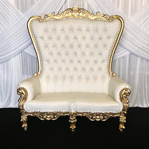 Chaises de roi doubles en bois massif de luxe avec garniture dorée et velours noir pour les événements et les locations de <span class=keywords><strong>mariage</strong></span> - Product Image 3