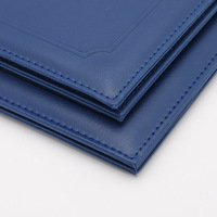Vente en gros de porte-diplôme bleu A4 en cuir PU avec logo en feuille d'or