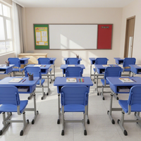 Meubles scolaires, ensemble de table et de chaise en plastique pour élèves, hauteur réglable, bureau et chaise scolaire pour élèves du primaire