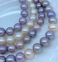 Chaîne de perles Edison 10-14 mm, grandes perles d'eau douce blanches, roses et violettes, prix de gros pour bijoux