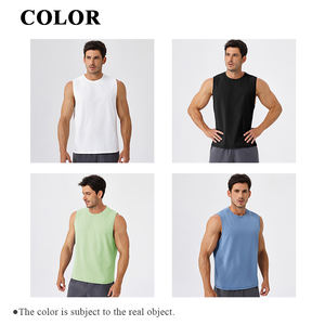 بلوزة UPF50 من البوليستر للرجال فضفاضة جيدة التهوية + صدرية برقبة دائرية مضادة للميكروبات ملابس رياضية سريعة الجفاف بدون أكمام للياقة البدنية تانك توب - Product Image 3