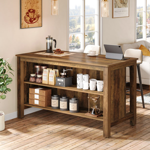 Table de bar à 3 niveaux Tribesigns de 59 pouces avec étagères de rangement, armoire de bar de cuisine rustique marron pour la maison, le <span class=keywords><strong>pub</strong></span> et le salon - Product Image 3