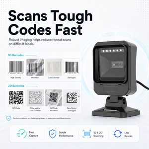 <span class=keywords><strong>Lecteur</strong></span> de codes-barres USB omnidirectionnel 2D à haute tolérance, <span class=keywords><strong>lecteur</strong></span> de codes <span class=keywords><strong>QR</strong></span> de bureau pour utilisation en supermarché, en stock - Product Image 2