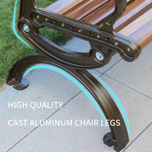 Banco de aluminio fundido para exteriores, Banco personalizado de madera maciza para sentarse, asientos de jardín de hierro, diseño elegante, bancos de ocio para Parque - Product Image 3