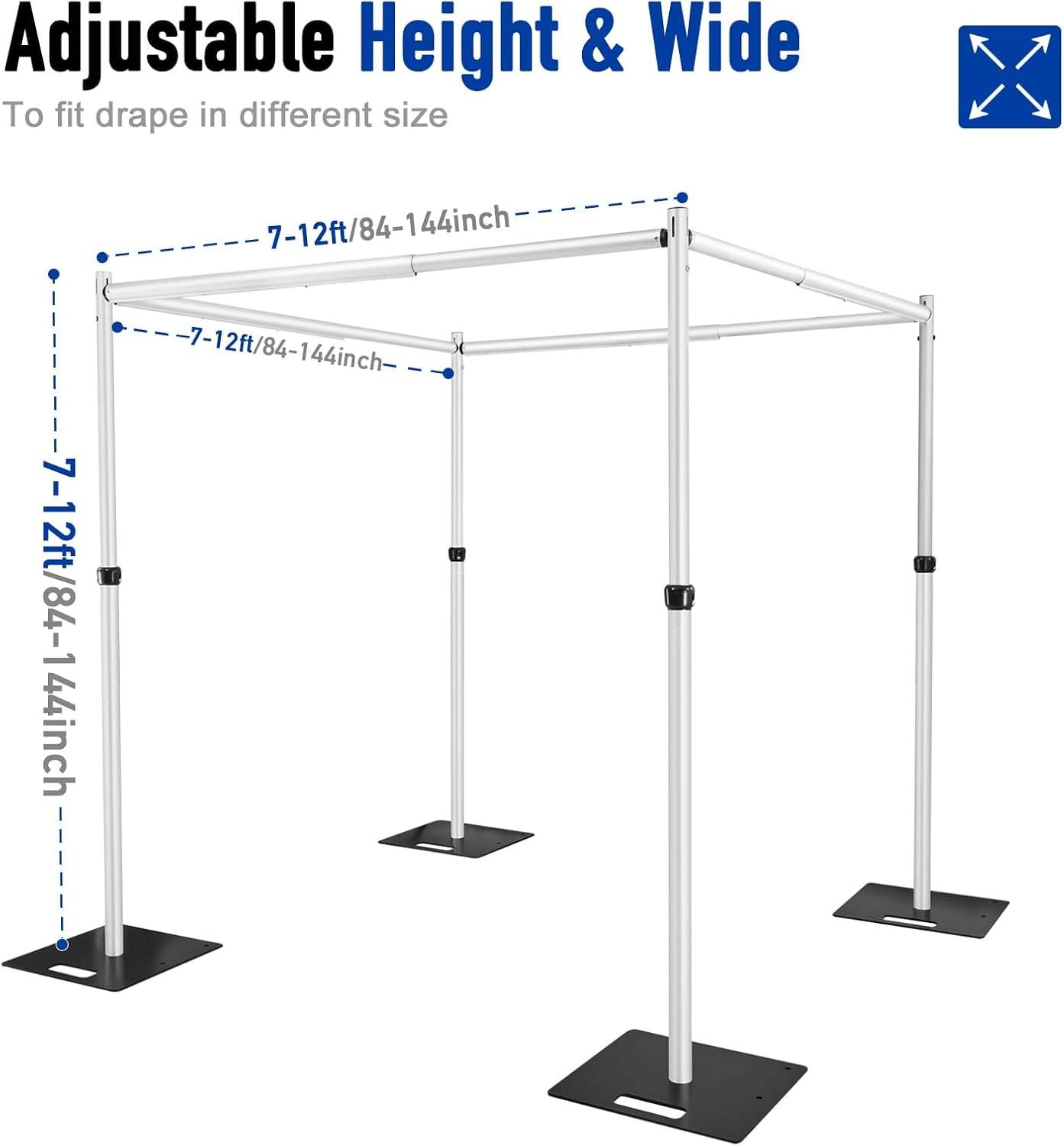 3x3x3x3m Telescopic range(1.8-3.0m=6-10ft=72-120inch)