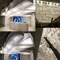 Papier texturé translucide blanc style vague, draperie de plafond de style français, décoration de baldaquin pour espace commercial