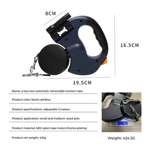 Correa de perro retráctil doble para dos perros de hasta 30 libras 360 ° sin enredos con linterna <span class=keywords><strong>LED</strong></span> reflectante para entrenar y caminar - Product Image 5