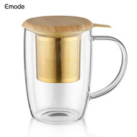 Emode Offre Spéciale 500ml Tasse à thé en verre à paroi unique avec infuseur et couvercle