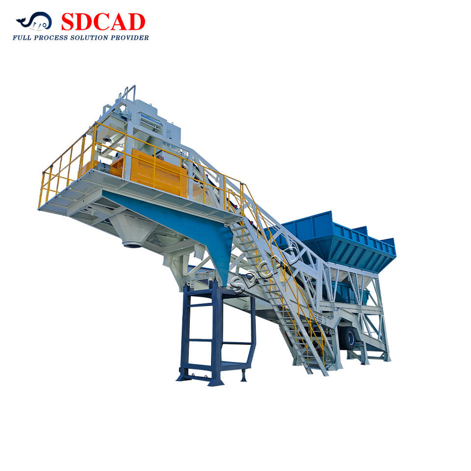 Machine Batching And Mixing Compact Mobile Concrete Batching Plant 35m3/h Wheeled Mixing Station ...