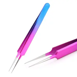 Pinzas de acero inoxidable para extensiones de pestañas, 1 ud., pinzas rectas curvadas para manicura de diamantes de imitación, Kits de herramientas de maquillaje