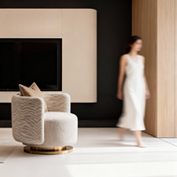 Fauteuil pivotant vert mousse avec base dorée, fauteuil rond en tissu bouclé, fauteuil d'appoint pour la maison, le salon, l'hôtel