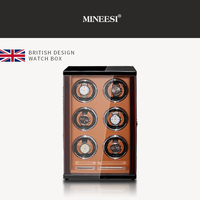 Remontoir de montre automatique de luxe MINEESI personnalisé à 6 emplacements, écran tactile, laque noire piano, intérieur en cuir PU, protection intégrée